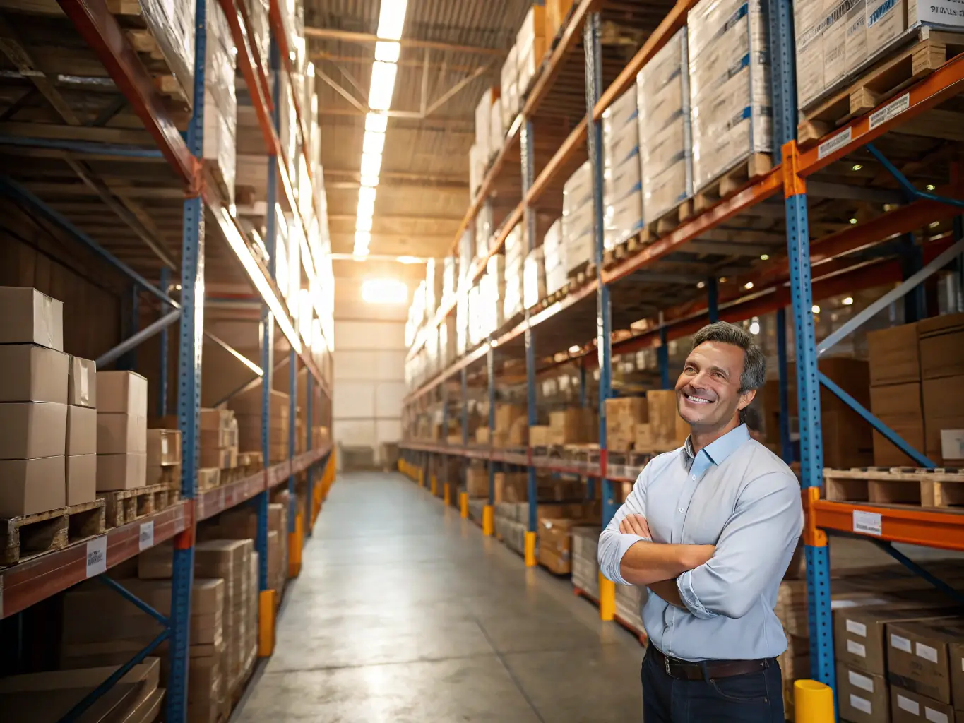 A business owner is inspecting inventory in a warehouse, showcasing how asset-based lending can help businesses secure financing using their existing assets.